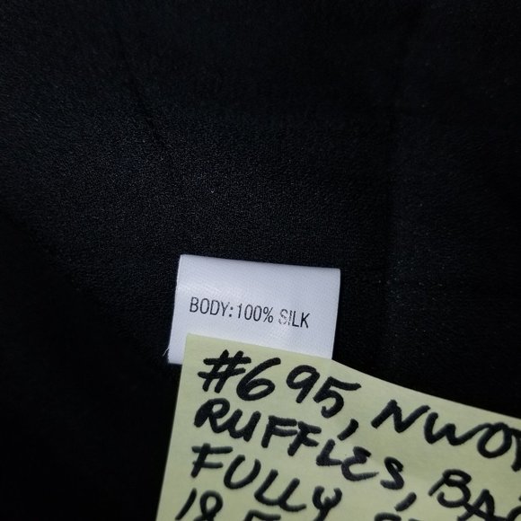 #695 NWOT Kay Unger New York Ruffled Silk Top 4 - Picture 7 of 12